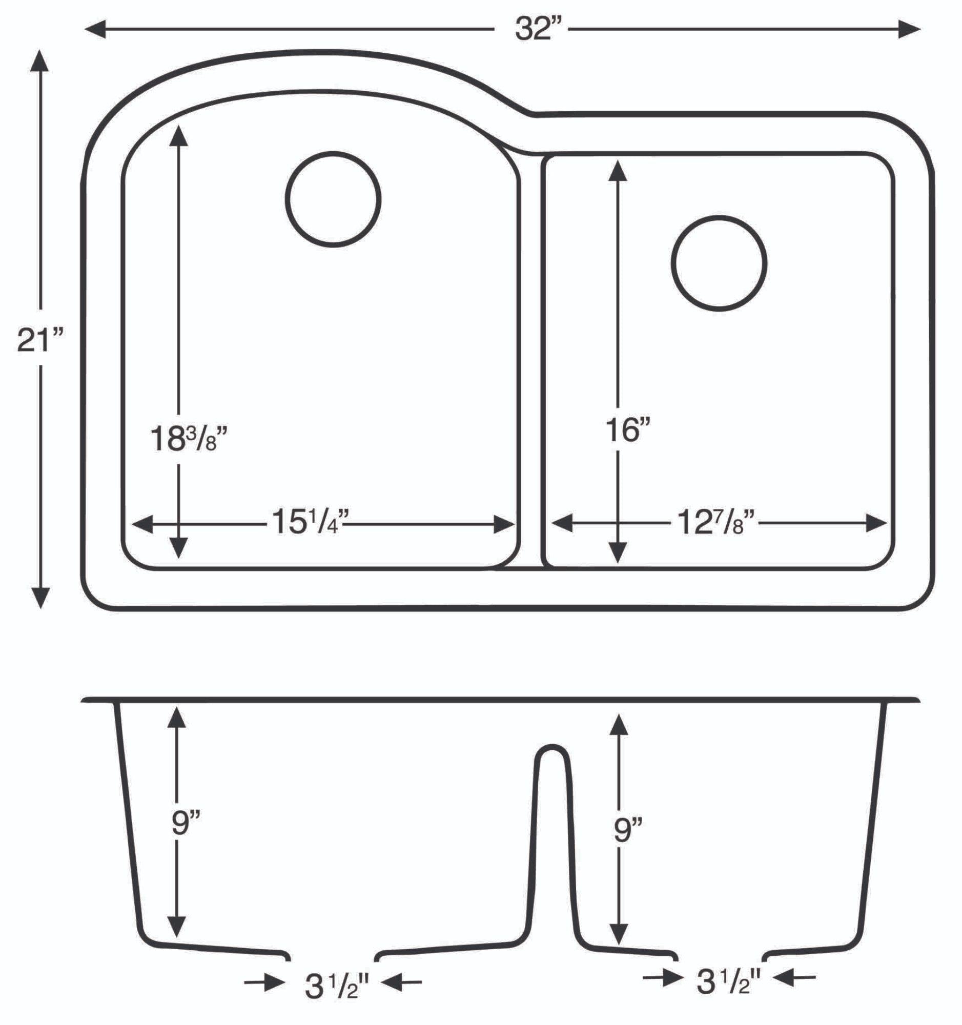 Karran 32" Undermount Quartz Composite Kitchen Sink, 60/40 Double Bowl, Brown, QU-610-BR-PK1