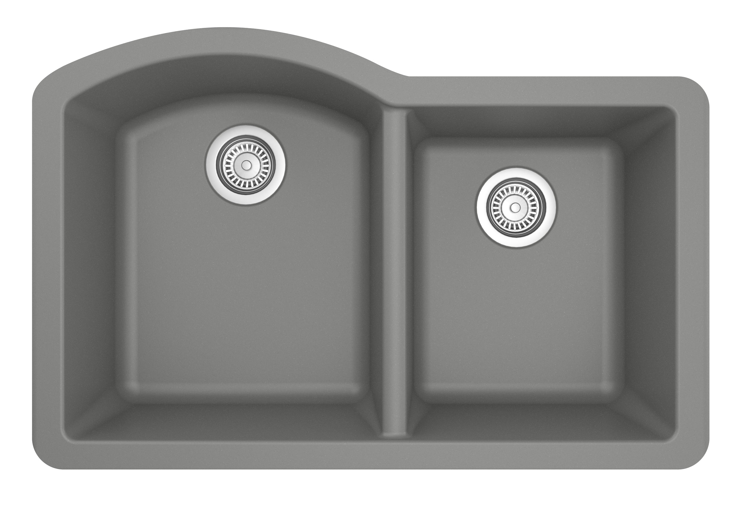 Karran 32" Undermount Quartz Composite Kitchen Sink, 60/40 Double Bowl, Grey, QU-610-GR