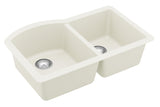 Karran 32" Undermount Quartz Composite Kitchen Sink, 60/40 Double Bowl, White, QU-610-WH-PK1