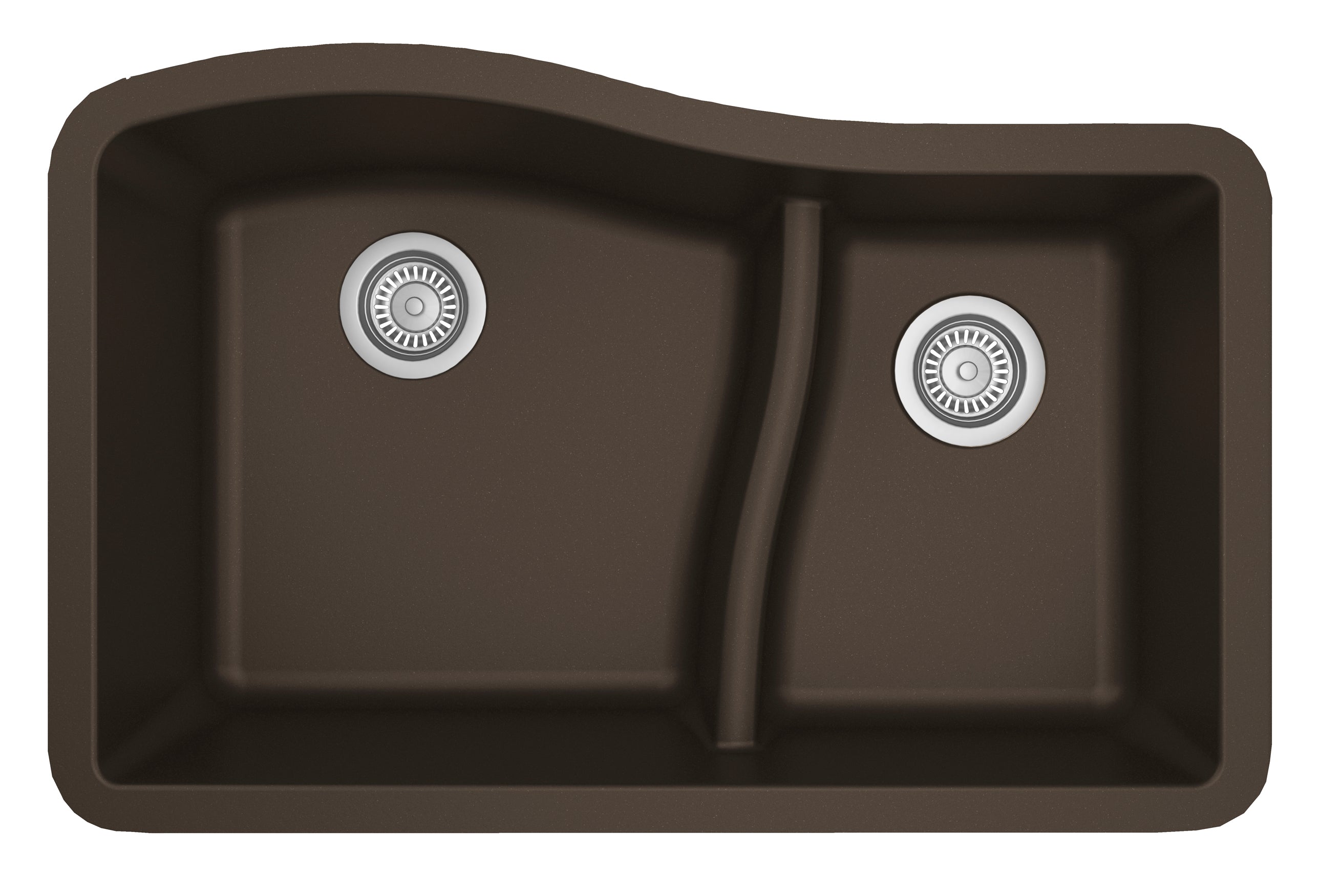 Karran 32" Undermount Quartz Composite Kitchen Sink, 60/40 Double Bowl, Brown, QU-630-BR