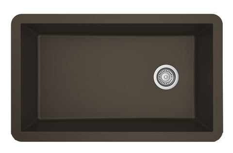 Karran 32" Undermount Quarz Composite Kitchen Sink, Brown, QU-670-BR