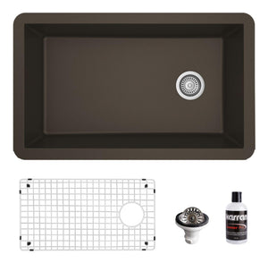 Alternate Image for Karran 32" Undermount Quartz Composite Kitchen Sink, Brown, QU-670-BR-PK1