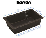 Karran 32" Undermount Quartz Composite Kitchen Sink, Brown, QU-670-BR-PK1