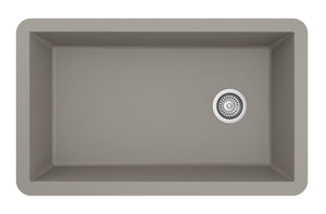 Alternate Image for Karran 32" Undermount Quartz Composite Kitchen Sink, Concrete, QU-670-CN