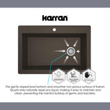 Karran 32" Undermount Quartz Composite Kitchen Sink, Brown, QU-670-BR-PK1