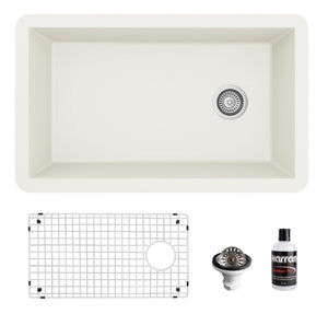 Alternate Image for Karran 32" Undermount Quartz Composite Kitchen Sink, White, QU-670-WH-PK1