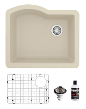 Alternate Image for Karran 24" Undermount Quartz Composite Kitchen Sink, Bisque, QU-671-BI-PK1