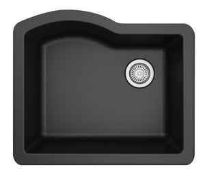 Alternate Image for Karran 24" Undermount Quartz Composite Kitchen Sink, Black, QU-671-BL