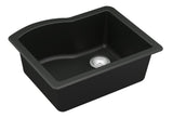 Karran 24" Undermount Quartz Composite Kitchen Sink, Black, QU-671-BL-PK1