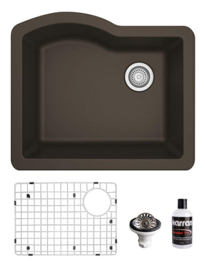 Alternate Image for Karran 24" Undermount Quartz Composite Kitchen Sink, Brown, QU-671-BR-PK1
