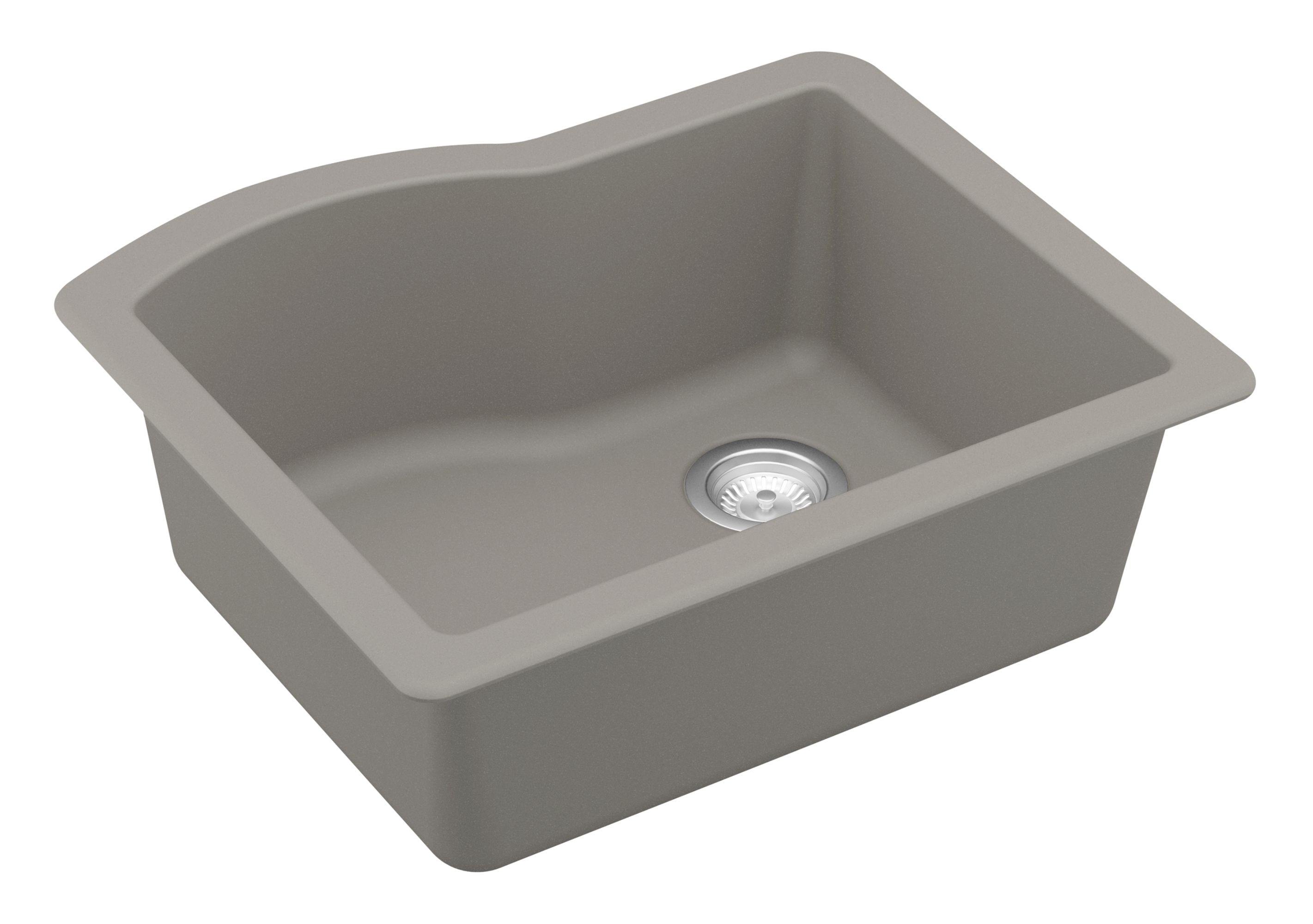 Karran 24" Undermount Quartz Composite Kitchen Sink, Concrete, QU-671-CN-PK1