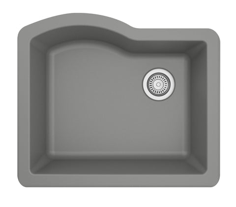 Karran 24" Undermount Quarz Composite Kitchen Sink, Grey, QU-671-GR