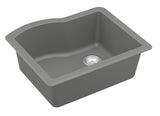 Karran 24" Undermount Quartz Composite Kitchen Sink, Grey, QU-671-GR