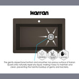 Karran 24" Undermount Quartz Composite Kitchen Sink, Brown, QU-671-BR-PK1