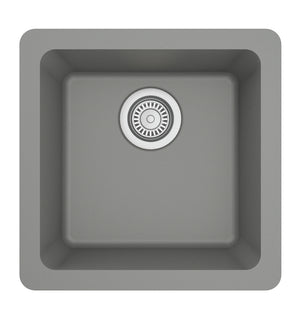 Alternate Image for Karran 17" Undermount Quartz Composite Kitchen Sink, Grey, QU-690-GR