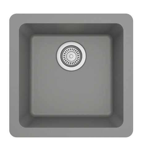 Karran 17" Undermount Quarz Composite Kitchen Sink, Grey, QU-690-GR