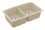 Karran 33" Undermount Quartz Composite Kitchen Sink, 50/50 Double Bowl, Bisque, QU-710-BI
