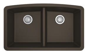 Alternate Image for Karran 33" Undermount Quartz Composite Kitchen Sink, 50/50 Double Bowl, Brown, QU-710-BR