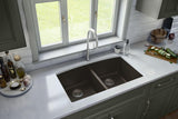 Karran 33" Undermount Quartz Composite Kitchen Sink, 50/50 Double Bowl, Brown, QU-710-BR-PK1