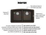 Karran 33" Undermount Quartz Composite Kitchen Sink, 50/50 Double Bowl, Brown, QU-710-BR-PK1