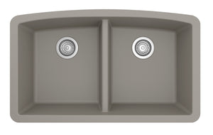 Alternate Image for Karran 33" Undermount Quartz Composite Kitchen Sink, 50/50 Double Bowl, Concrete, QU-710-CN