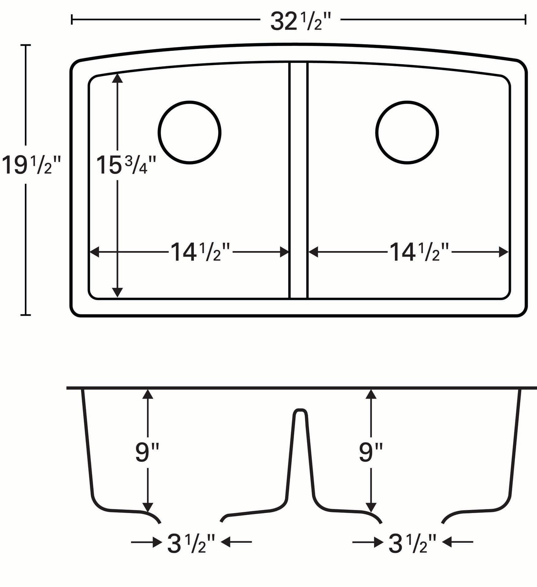 Karran 33" Undermount Quartz Composite Kitchen Sink, 50/50 Double Bowl, White, QU-710-WH