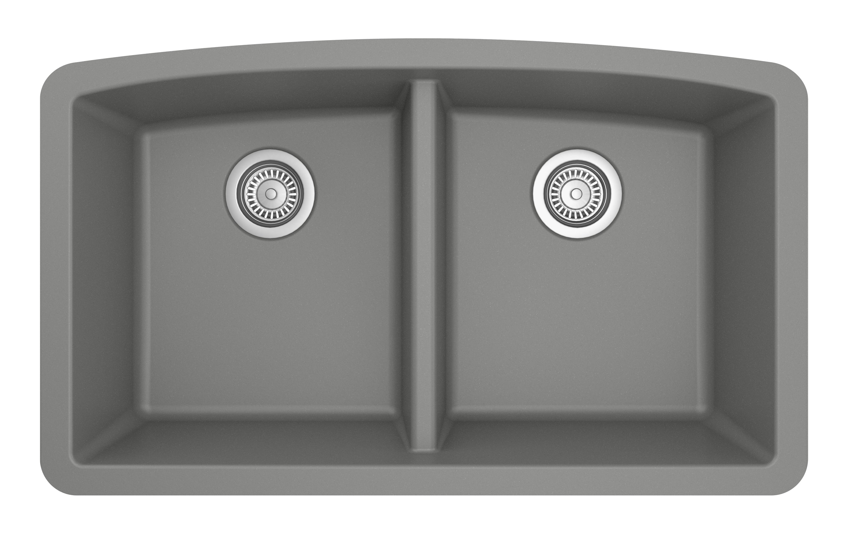 Karran 33" Undermount Quartz Composite Kitchen Sink, 50/50 Double Bowl, Grey, QU-710-GR