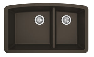 Alternate Image for Karran 33" Undermount Quartz Composite Kitchen Sink, 60/40 Double Bowl, Brown, QU-711-BR
