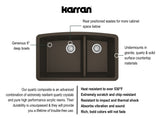 Karran 33" Undermount Quartz Composite Kitchen Sink, 60/40 Double Bowl, Brown, QU-711-BR