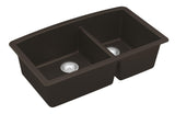 Karran 32" Undermount Quartz Composite Kitchen Sink, 60/40 Double Bowl, Brown, QU-711-BR-PK1