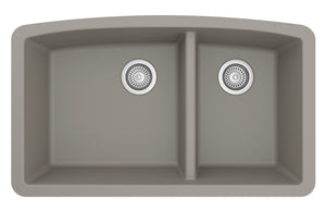 Alternate Image for Karran 33" Undermount Quartz Composite Kitchen Sink, 60/40 Double Bowl, Concrete, QU-711-CN