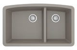 Karran 32" Undermount Quartz Composite Kitchen Sink, 60/40 Double Bowl, Concrete, QU-711-CN-PK1