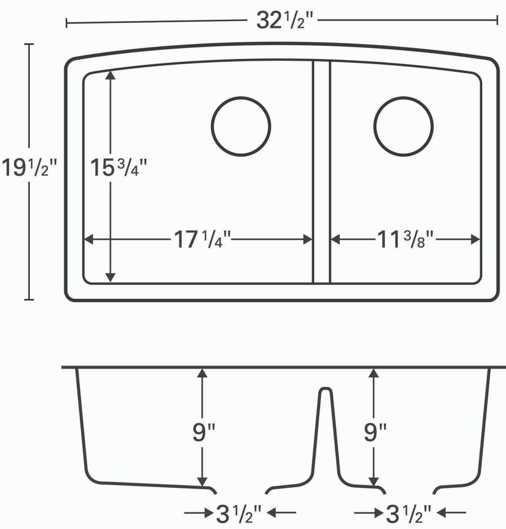 Karran 32" Undermount Quartz Composite Kitchen Sink, 60/40 Double Bowl, Concrete, QU-711-CN-PK1