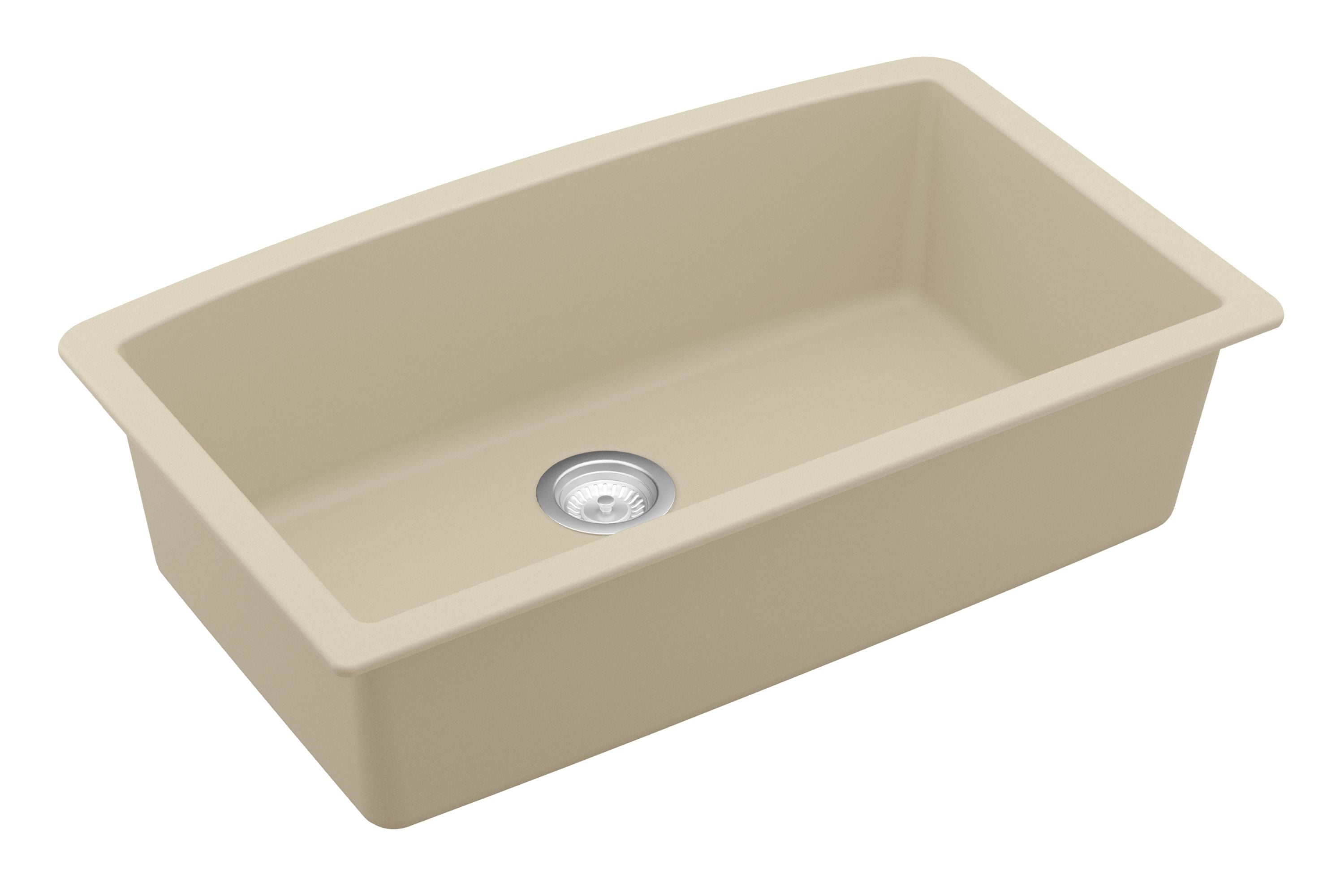 Karran 32" Undermount Quartz Composite Kitchen Sink, Bisque, QU-712-BI-PK1