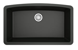 Alternate Image for Karran 33" Undermount Quartz Composite Kitchen Sink, Black, QU-712-BL