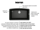 Karran 32" Undermount Quartz Composite Kitchen Sink, Black, QU-712-BL-PK1