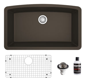 Alternate Image for Karran 32" Undermount Quartz Composite Kitchen Sink, Brown, QU-712-BR-PK1