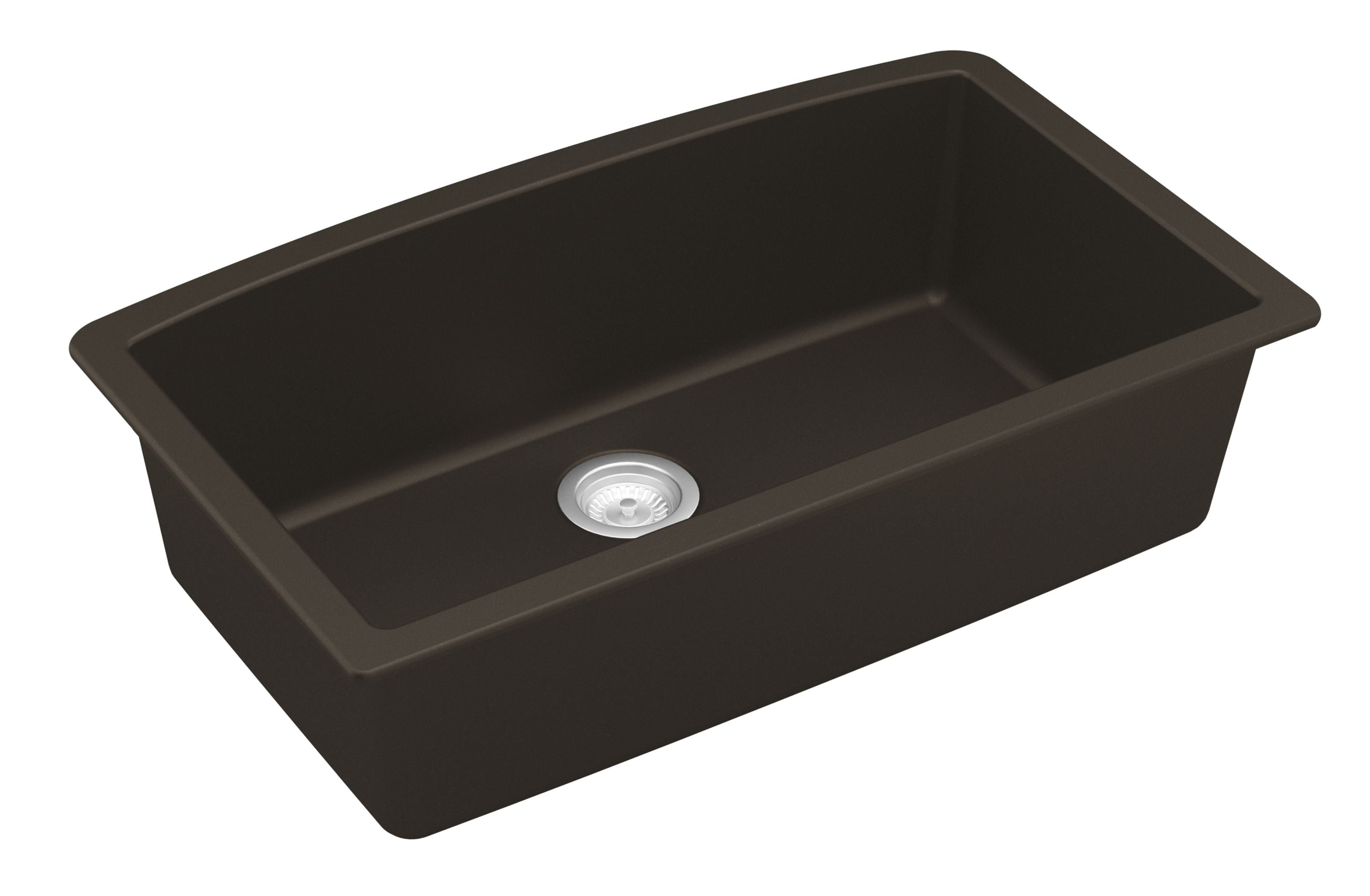 Karran 32" Undermount Quartz Composite Kitchen Sink, Brown, QU-712-BR-PK1
