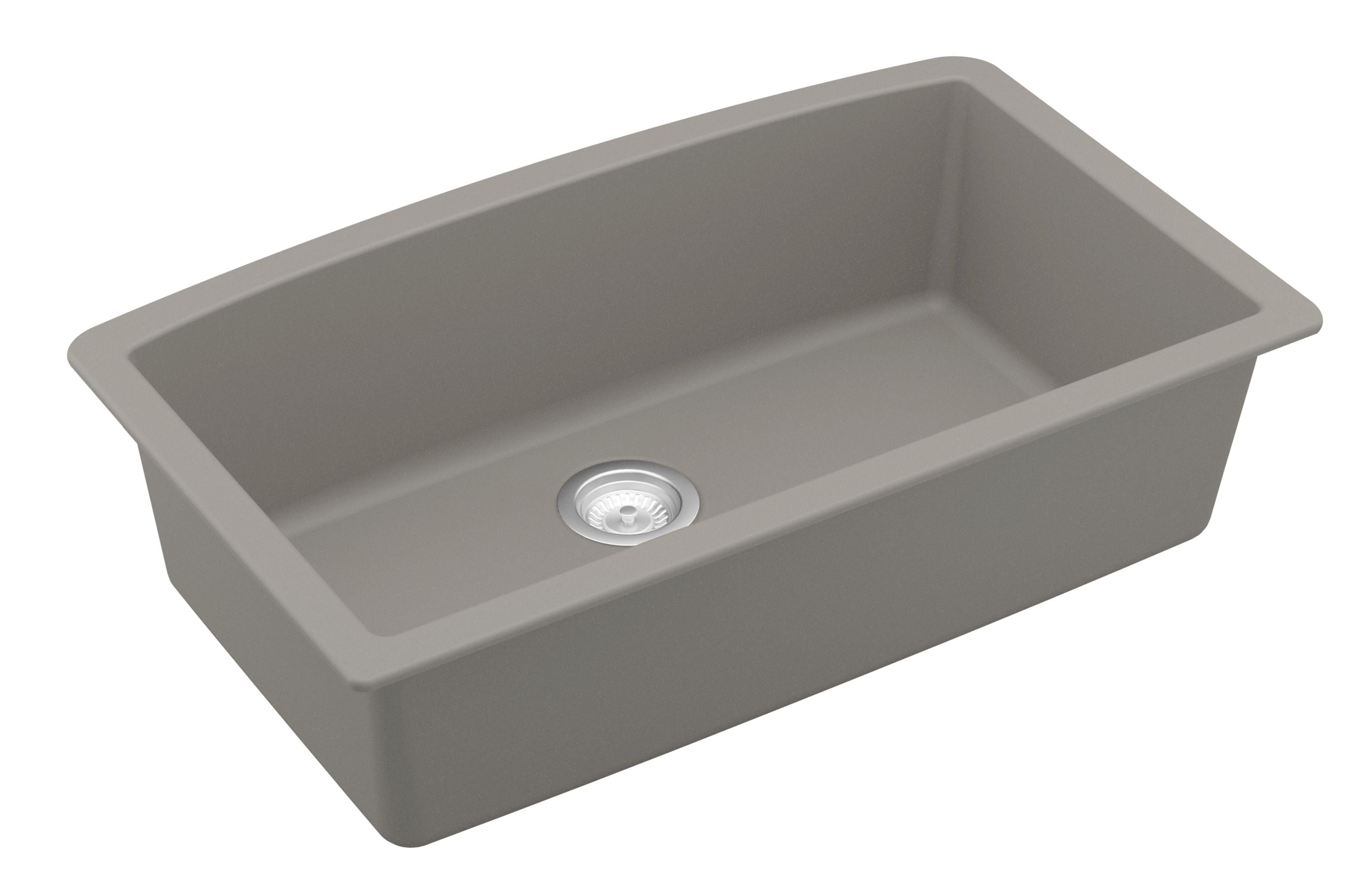 Karran 32" Undermount Quartz Composite Kitchen Sink, Concrete, QU-712-CN-PK1