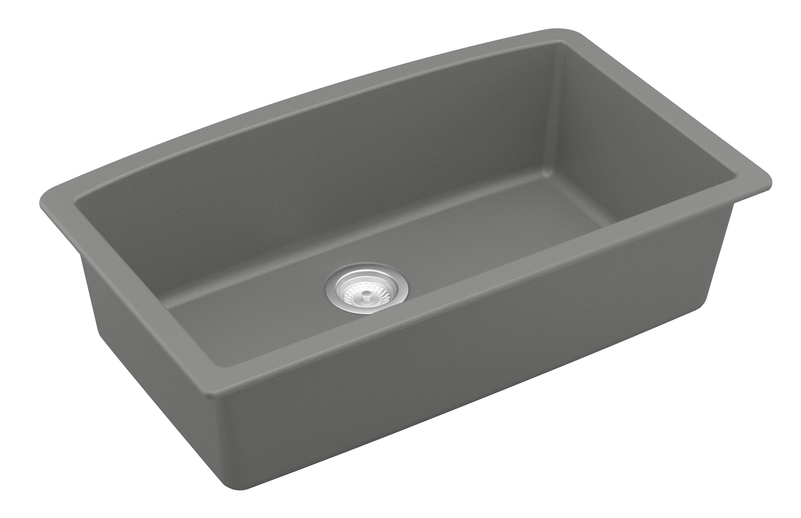 Karran 33" Undermount Quartz Composite Kitchen Sink, Grey, QU-712-GR