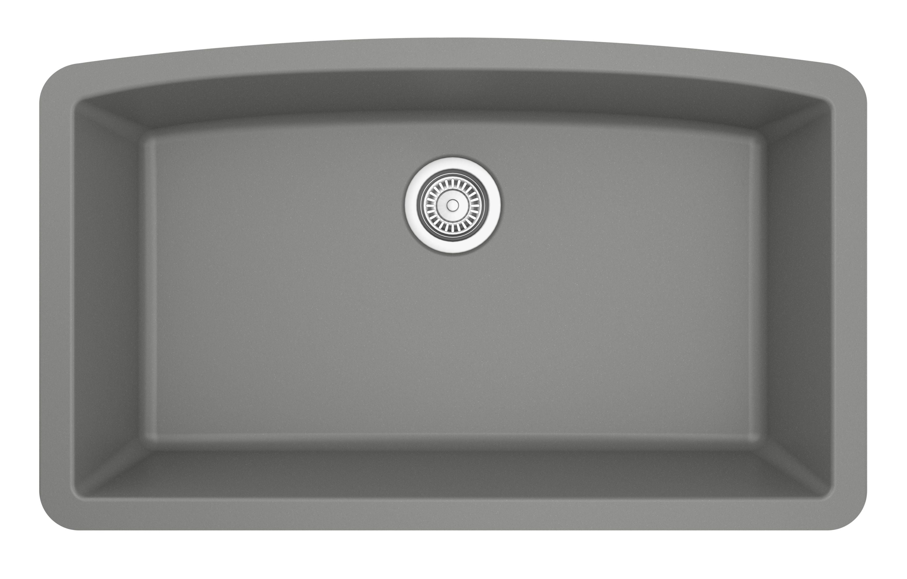 Karran 32" Undermount Quartz Composite Kitchen Sink, Grey, QU-712-GR-PK1