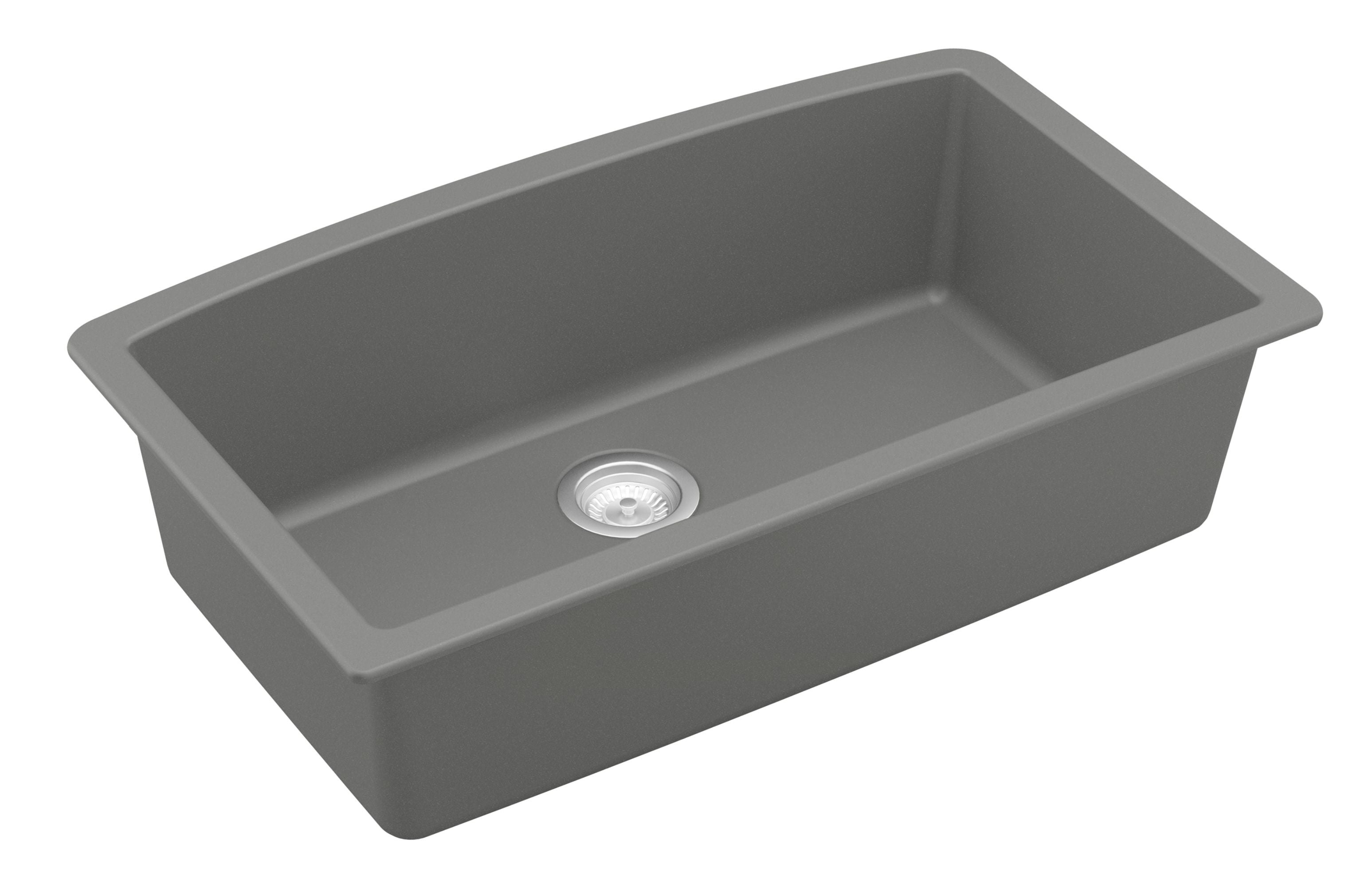 Karran 32" Undermount Quartz Composite Kitchen Sink, Grey, QU-712-GR-PK1