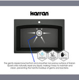 Karran 32" Undermount Quartz Composite Kitchen Sink, Grey, QU-712-GR-PK1