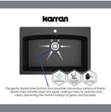 Karran 32" Undermount Quartz Composite Kitchen Sink, Black, QU-712-BL-PK1