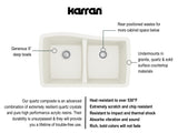 Karran 34" Undermount Quartz Composite Kitchen Sink, 50/50 Double Bowl, White, QU-720-WH