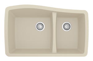 Alternate Image for Karran 34" Undermount Quartz Composite Kitchen Sink, 60/40 Double Bowl, Bisque, QU-721-BI