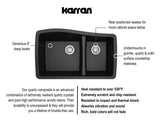 Karran 34" Undermount Quartz Composite Kitchen Sink with Accessories, 60/40 Double Bowl, Black, QU-721-BL-PK1