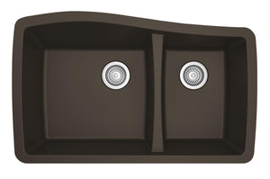 Alternate Image for Karran 34" Undermount Quartz Composite Kitchen Sink, 60/40 Double Bowl, Brown, QU-721-BR