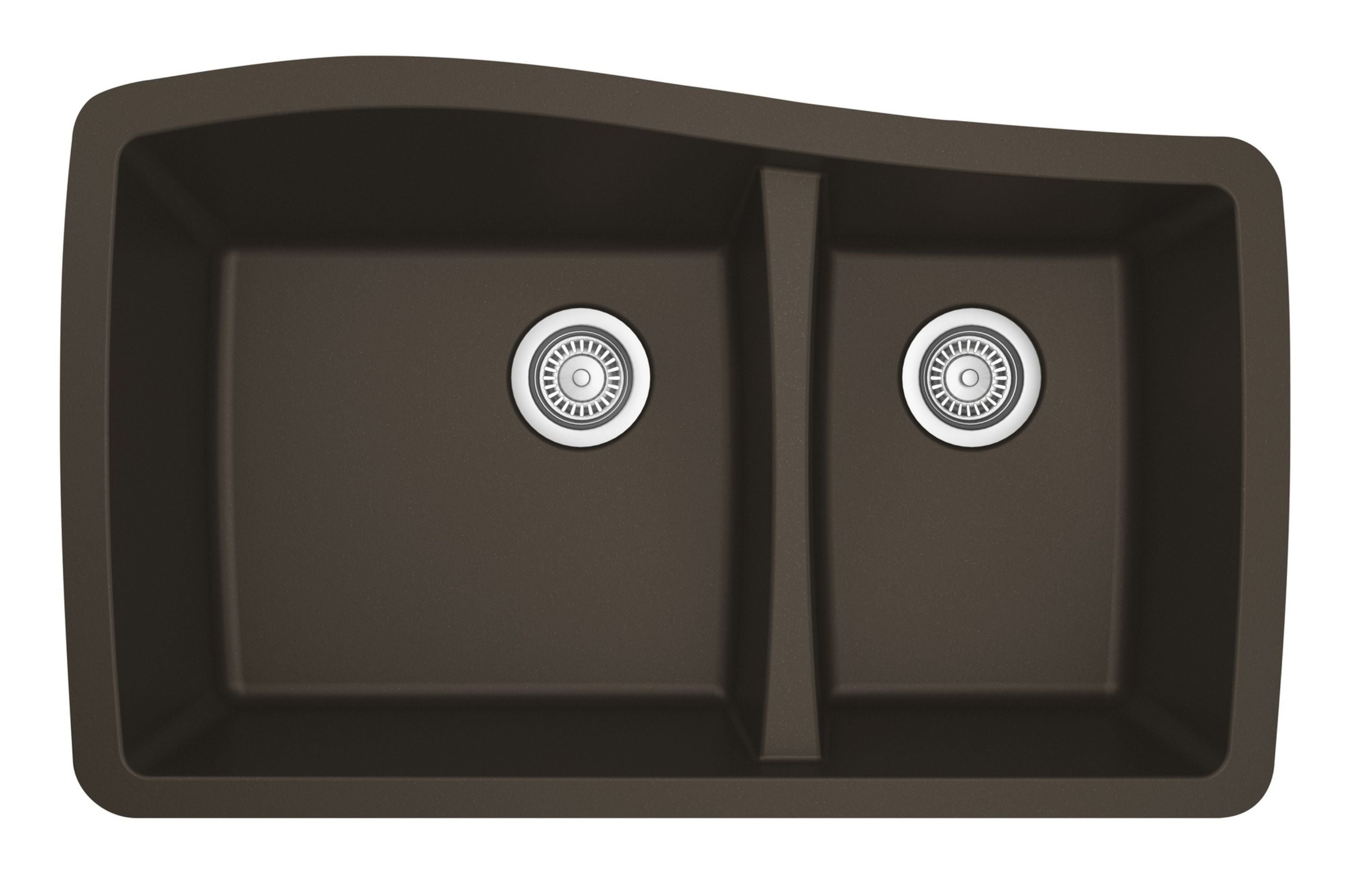 Karran 34" Undermount Quartz Composite Kitchen Sink with Accessories, 60/40 Double Bowl, Brown, QU-721-BR-PK1
