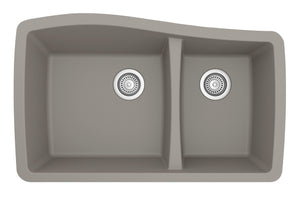 Alternate Image for Karran 34" Undermount Quartz Composite Kitchen Sink, 60/40 Double Bowl, Concrete, QU-721-CN